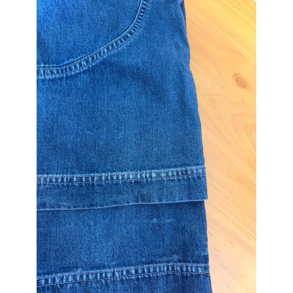 ALAB Wide Leg Jeans Womens 14 Blue Y2K Baggy Embroidered Star Skater Streetwear